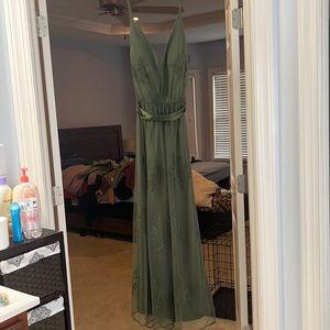 Beautiful Satin Olive Green Bridesmaid Dress